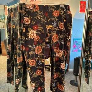 Faded Glory Floral Leggings - Black and Multicolor